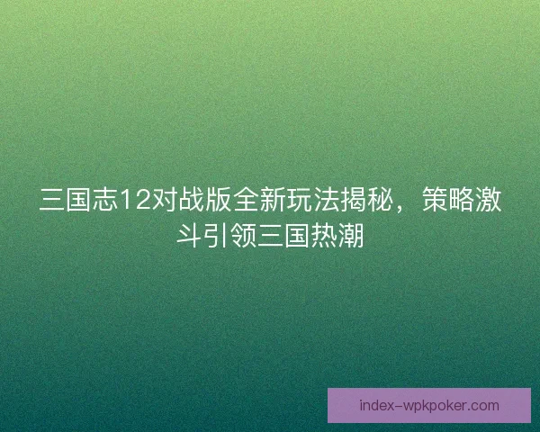 三国志12对战版全新玩法揭秘，策略激斗引领三国热潮